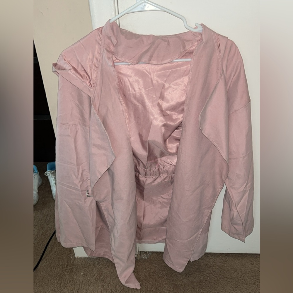 Baby Pink Women’s Draped Hooded Trench Coat SMALL / MEDIUM